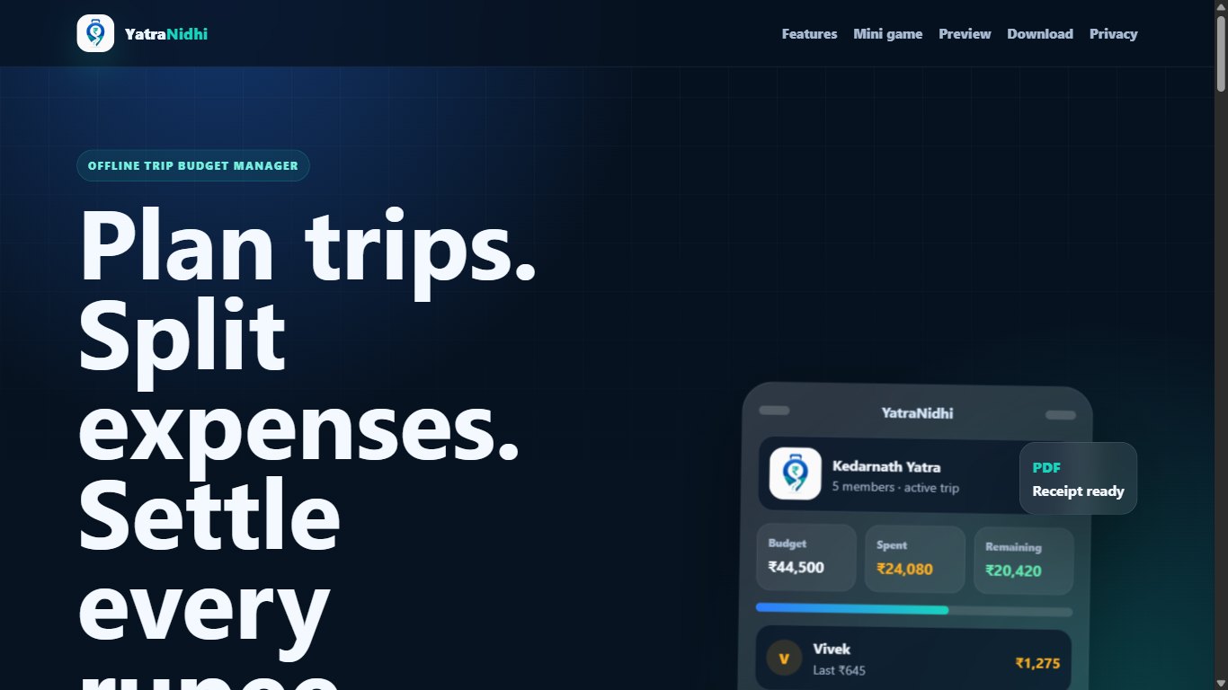 YatraNidhi offline trip budget manager project